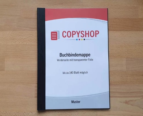Titel der Buchbindemappe im Copyshop